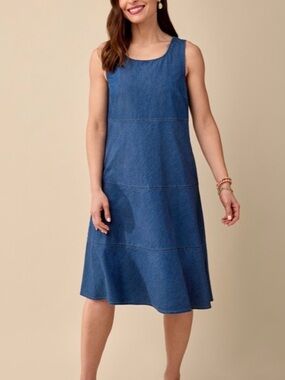 Sleeveless Chambray A-Line Dress